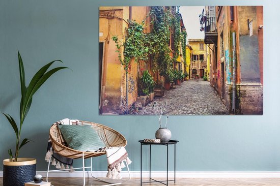 Ancienne ruelle de Rome 180x120 cm - Tirage photo sur toile (Décoration murale salon / chambre) XXL / Groot format!