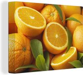 Gros plan d'oranges tranchées 80x60 cm - Tirage photo sur toile (Décoration murale salon / chambre)