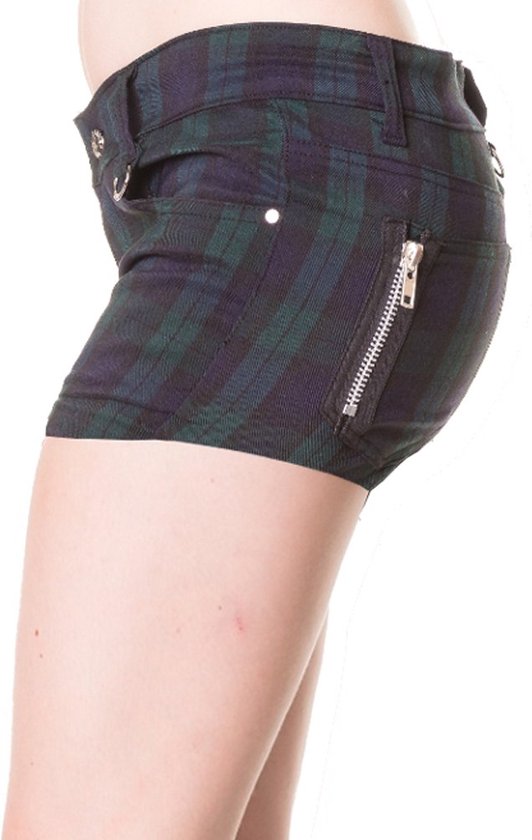 Banned - Tartan Korte broek - Taille, 34 inch - Groen