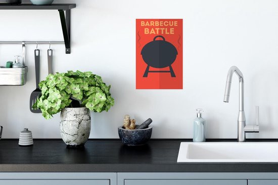 Affiche - Illustration barbecue avec la citation Barbecue Battle - 20x30 cm