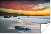 Zonsondergang boven Garrapata-Strand in Big Sur Amerika Poster 90x60 cm - Foto print op Poster (wanddecoratie woonkamer / slaapkamer) / Amerika Poster