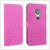 Voor Motorola Moto G7 Play Pressed Printing Pattern Horizontale Flip PU Leather Case met Holder & Card Slots & Wallet & & Lanyard (Violet)