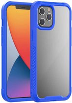 PC + TPU kleur transparant schokbestendig telefoon beschermhoes voor iPhone 12 Pro Max (blauw)
