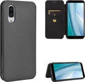 Voor Sharp Aquos Sense3 Plus SH-RM11 Koolstofvezel Textuur Magnetische Horizontale Flip TPU + PC + PU Lederen Case met Kaartsleuf (Zwart)