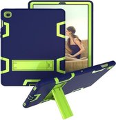 Voor Samsung Galaxy Tab S5e T720 schokbestendige pc + siliconen beschermhoes, met houder (marineblauw geelgroen)