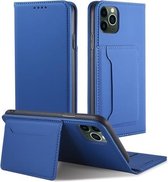 Voor iPhone 11 Pro Max Sterk magnetisme Schokbestendig Horizontaal Flip Vloeistofgevoel lederen hoes met houder & kaartsleuven & portemonnee (blauw)