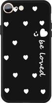 Voor iPhone SE 2020/8/7 lachend gezicht Meerdere liefde-harten patroon Kleurrijke Frosted TPU telefoon beschermhoes (zwart)