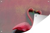 Muurdecoratie Twee flamingo's kussen elkaar - 180x120 cm - Tuinposter - Tuindoek - Buitenposter