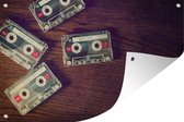 Muurdecoratie Cassette - Hout - Vintage - 180x120 cm - Tuinposter - Tuindoek - Buitenposter