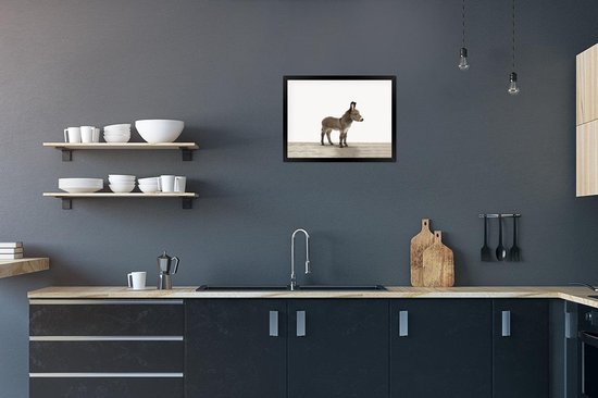 Fotolijst incl. Poster - Ezel - Dieren - Kinderen - Lief - Schattig - Meisjes - Jongens - 40x40 cm - Posterlijst