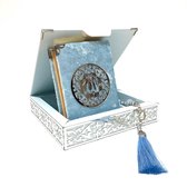 Karton Luxe box met Koran en tesbih Licht Blauw / Zilver
