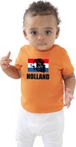 Oranje fan t-shirt voor baby / peuters - met leeuw en vlag - Holland / Nederland supporter - Koningsdag / EK / WK shirt / outfit 3-6 mnd