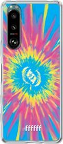 6F hoesje - geschikt voor Sony Xperia 5 III -  Transparant TPU Case - Flower Tie Dye #ffffff