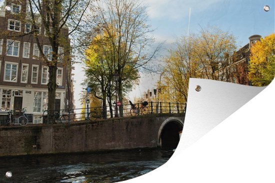 Tuindecoratie Amsterdam - Boot - Water - 60x40 cm - Tuinposter - Tuindoek - Buitenposter