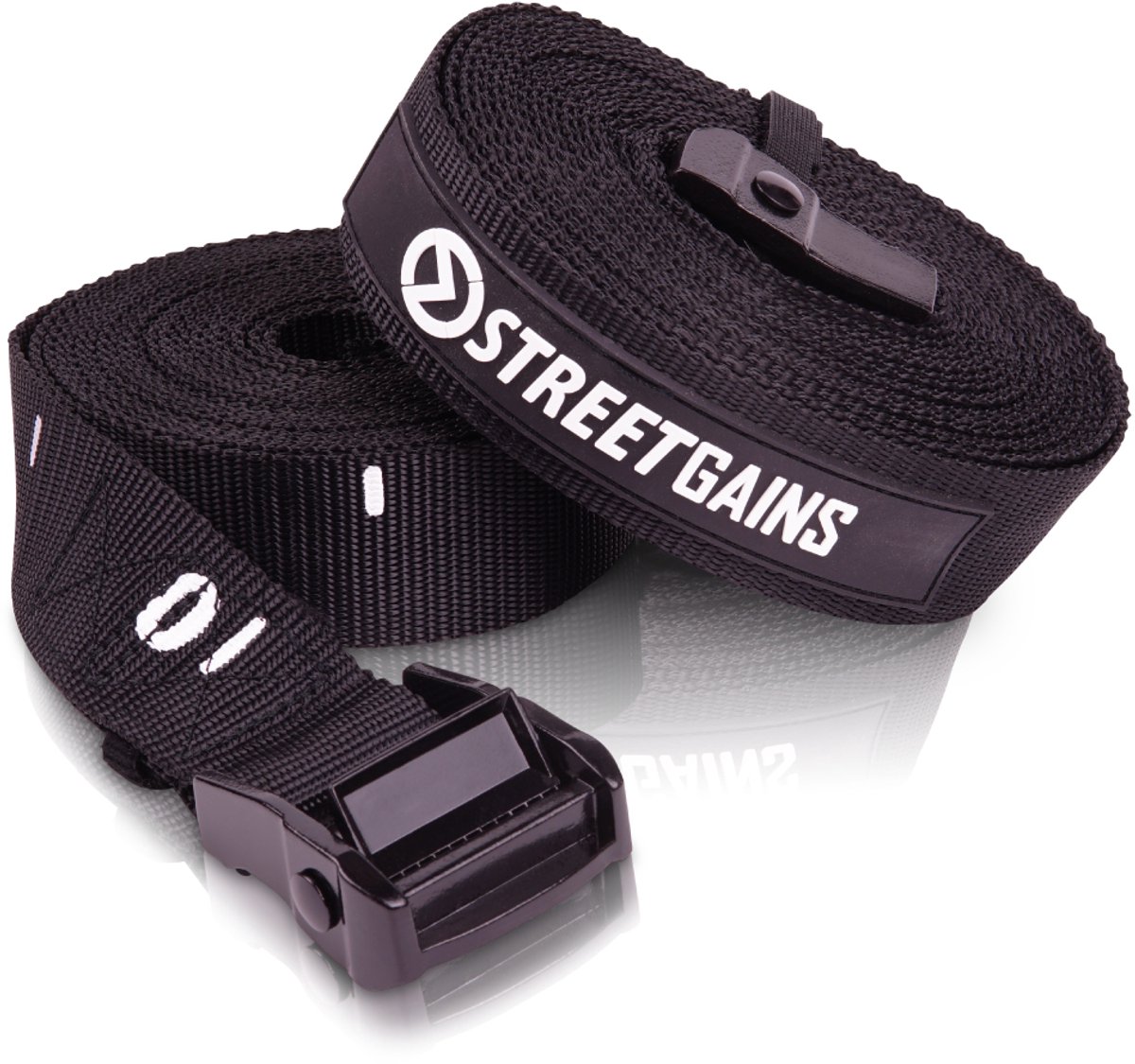StreetGains Verstelbare Ring Straps met Nummers - Heavy-Duty Nylon - 5.50 Meter Lange Bandjes - Geschikt voor Alle Turnringen - SmartHold Klittenbandsluiting voor Gemakkelijk Opbergen en Transporteren
