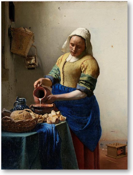 Het melkmeisje, Johannes Vermeer, ca. 1660 | Poster Staand | Johannes Vermeer
