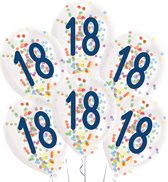 Amscan Ballonnen Confetti 18 Jaar 27,5 Cm Latex Wit 6 Stuks