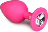EasyToys Siliconen Buttplug met Siersteen - 8,50 cm - Roze