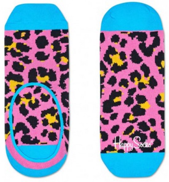 HappySocks sneakersok Dames | Leopard print | Roze met Blauw | Maat 36-40 | footie Sok voor Dames