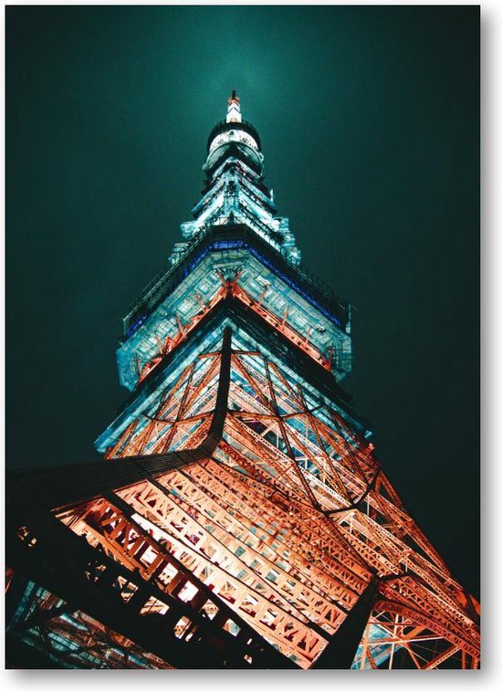 Tokiotoren (Tokyo Tower) at Night - Low Angle - 50x70 Poster Staand -