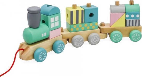 Afdeling Augment Inzichtelijk Mamabrum Trein Groen Hout - Trein Speelgoed - 2 Wagonnetjes met houten  blokken... | bol.com