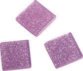 1025x stuks Acryl glitter mozaiek steentjes/tegeltjes roze 1 x 1 cm - Mozaieken maken