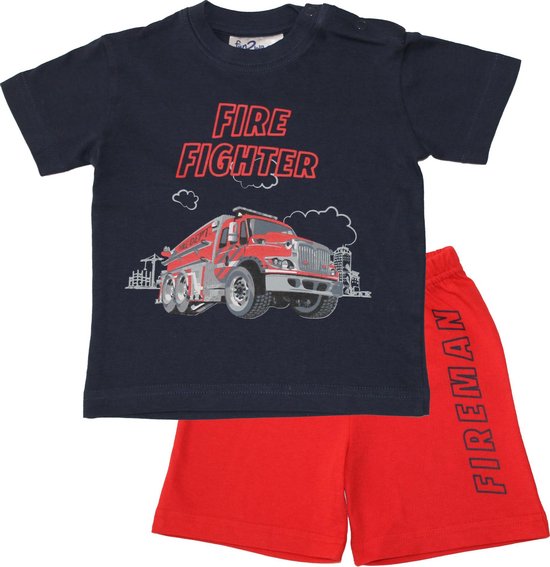 Fun2Wear - Shortama Fire Fighter - Blauw - Maat 80 -