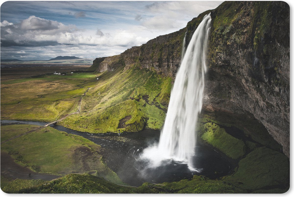 Muismat Watervallen - Seljalandsfoss waterval muismat rubber - 27x18 cm - Muismat met foto