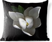 Buitenkussens - Tuin - Witte magnolia op zwarte achtergrond - 40x40 cm