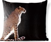 Buitenkussens - Tuin - Cheeta op een zwarte achtergrond - 50x50 cm