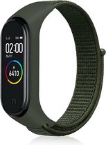 Nylon Smartwatch bandje - Geschikt voor  Xiaomi Mi Band 5 nylon bandje - legergroen - Horlogeband / Polsband / Armband