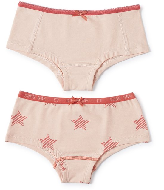 Little Label - fille - slip (2 pièces) - rose clair et rose clair, étoile - taille 158/164 - coton bio