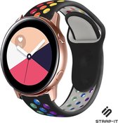 Siliconen Smartwatch bandje - Geschikt voor  Samsung Galaxy Watch Active / Active 2 sport band - kleurrijk zwart - Strap-it Horlogeband / Polsband / Armband
