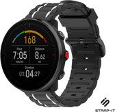 Siliconen Smartwatch bandje - Geschikt voor  Polar Vantage M / M2 sport gesp band - zwart/wit - Strap-it Horlogeband / Polsband / Armband