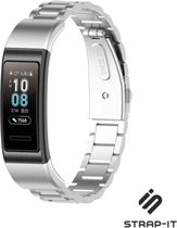 Stalen Smartwatch bandje - Geschikt voor  Huawei band 3 / 4 Pro stalen band - zilver - Strap-it Horlogeband / Polsband / Armband