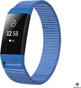 Nylon Smartwatch bandje - Geschikt voor  Fitbit Charge 3 nylon bandje - blauw - Strap-it Horlogeband / Polsband / Armband