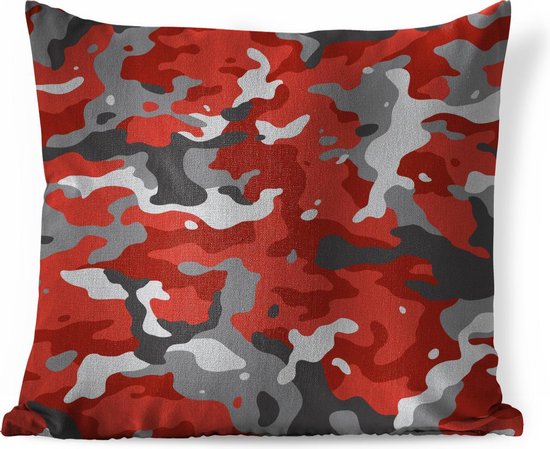 Gemarkeerd geïrriteerd raken Zeeziekte Sierkussens - Kussen - Rood met grijs camouflage patroon - 50x50 cm - Kussen  van katoen | bol.com