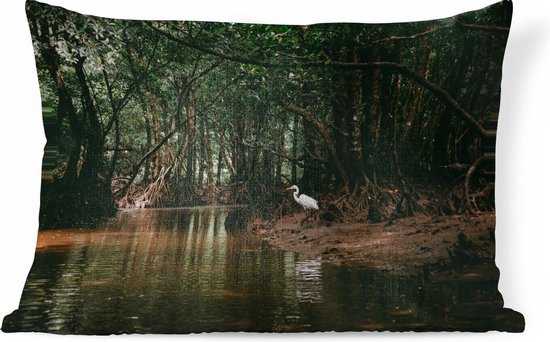 Coussin Forest Life pour l'intérieur - Heron in mangrove - 60x40 cm - Sierkussen intérieur rectangulaire en coton