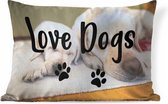Sierkussen - Chiens Quote 'love Dogs' sur un fond avec deux labradors endormis
