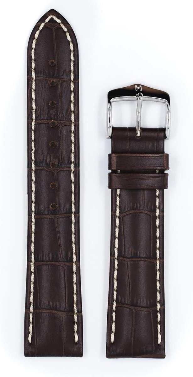 Hirsh Horlogeband - Modena Donkerbruin - Leer - 24 mm