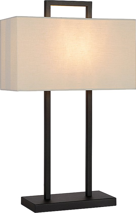 Atmooz - Tafellamp Matera - Slaapkamer / Woonkamer - Industrieel - Zwart en witte kap - Hoogte 59cm - Metaal