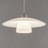 Lindby - hanglamp - 1licht - metaal, glas - E27 - wit, gesatineerd nikkel