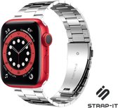 Stalen Smartwatch bandje - Geschikt voor  Apple Watch 6 stalen band - zilver - Maat: 42mm & 44mm - Strap-it Horlogeband / Polsband / Armband