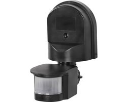 Q-Link Bewegingsmelder - Opbouwmodel - 1200W - IP44 Spatwaterdicht - PIR Sensor met Schemerschakelaar - Detectiebereik 1-8 Meter - Detectiehoek 180 Graden - Geschikt voor Buiten - Kleur Zwart