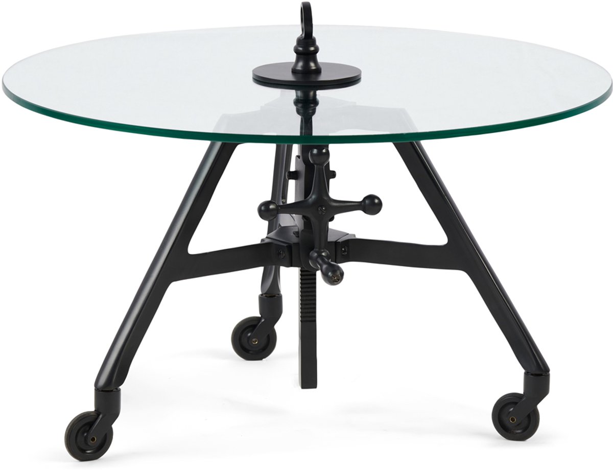 Riviera Maison Bricklane Coffee Table Dia 70 Black - Glas, IJzer - Zwart - 70.0x70.0x40.0 cm