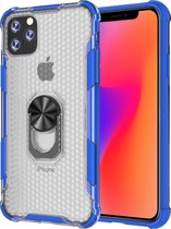 Apple iPhone 11 Pro Max Hoesje - Mobigear - Armor Ring Serie - Hard Kunststof Backcover - Transparant / Blauw - Hoesje Geschikt Voor Apple iPhone 11 Pro Max