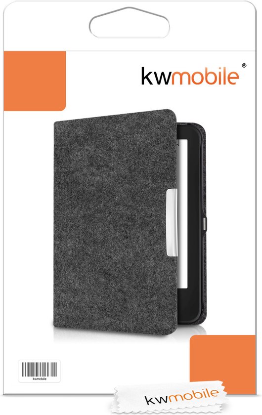kwmobile hoes geschikt voor Tolino Shine 2 HD - e-reader beschermhoes van vilt - donkergrijs van Merkloos — afbeelding 2