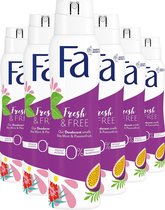 Fa Fresh & Free Mint & Passionfruit Deo spray 6x 150 ml - Grootverpakking