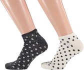 Sarlini Fashion Dames Low Sneakersok Dots zwart/wit | 2-Pack | Maat 36-41