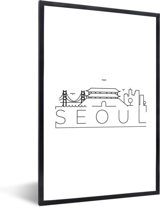 Fotolijst incl. Poster - Skyline "Seoel" op een witte achtergrond - 20x30 cm - Posterlijst